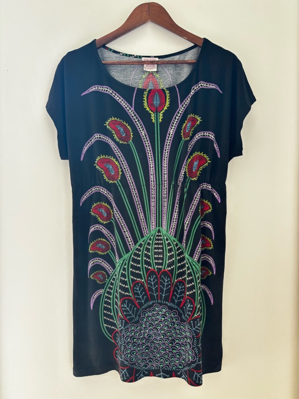 Funky People Abstract Floral Print Tunic Top Boho Artsy Festival Chic Size S - Picture 2 of 10